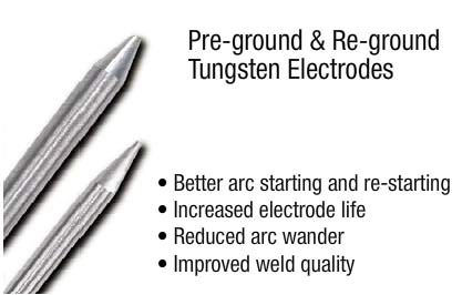 Pre-ground & re-ground tungsten electrodes